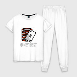 Пижама хлопковая женская Money Heist King, цвет: белый