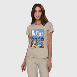 Пижама хлопковая женская The Beatles - world legend!, цвет: миндальный — фото 2