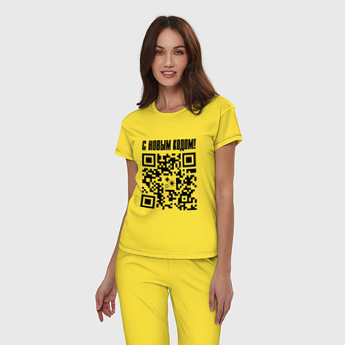 Женская пижама С НОВЫМ КОДОМ - QR КОД КЮАР КОД / Желтый – фото 3