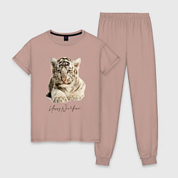 Пижама хлопковая женская Happy New Tiger Year!, цвет: пыльно-розовый