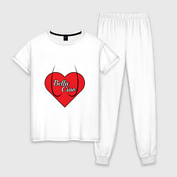 Пижама хлопковая женская Сердце Белла Чао, цвет: белый