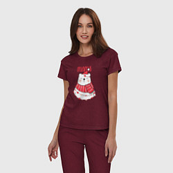 Пижама хлопковая женская Family Mama Bear, цвет: меланж-бордовый — фото 2