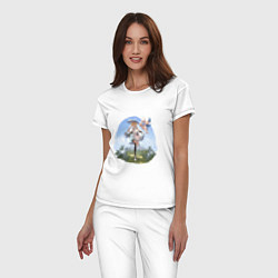 Пижама хлопковая женская Садовники Люмин и Паймон, цвет: белый — фото 2