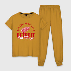 Пижама хлопковая женская Detroit Red Wings Детройт Ред Вингз, цвет: горчичный