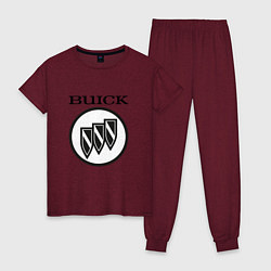 Пижама хлопковая женская Buick Black and White Logo, цвет: меланж-бордовый