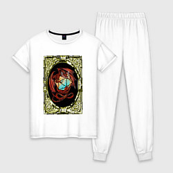 Пижама хлопковая женская Дракон и D20, цвет: белый