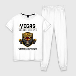 Пижама хлопковая женская Vegas Golden Knights Вегас Золотые Рыцари, цвет: белый