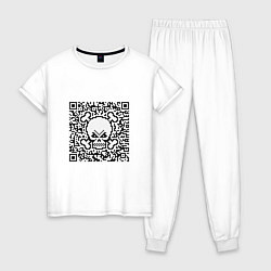 Пижама хлопковая женская QR Skull, цвет: белый