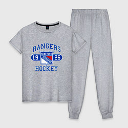 Пижама хлопковая женская Нью Йорк Рейнджерс, New York Rangers, цвет: меланж