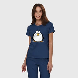 Пижама хлопковая женская Глазастый пингвин, цвет: тёмно-синий — фото 2