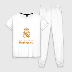Пижама хлопковая женская Real Madrid Logo, цвет: белый