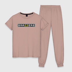 Пижама хлопковая женская Brazzers, цвет: пыльно-розовый