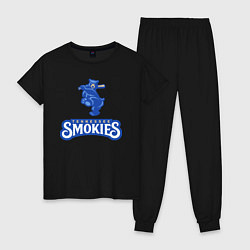 Пижама хлопковая женская Tennessee smokies - baseball team, цвет: черный