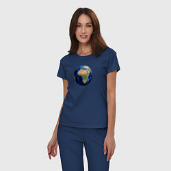 Пижама хлопковая женская Планета солнечной системы земля, цвет: тёмно-синий — фото 2