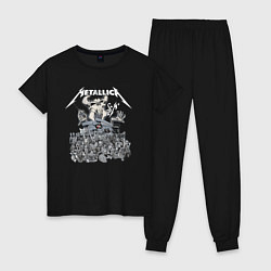Пижама хлопковая женская Metallica - thrash metal style!, цвет: черный