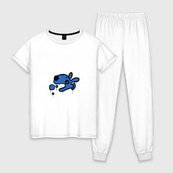 Пижама хлопковая женская Граффити собачка, цвет: белый