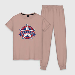 Пижама хлопковая женская Texas Rangers -baseball team, цвет: пыльно-розовый