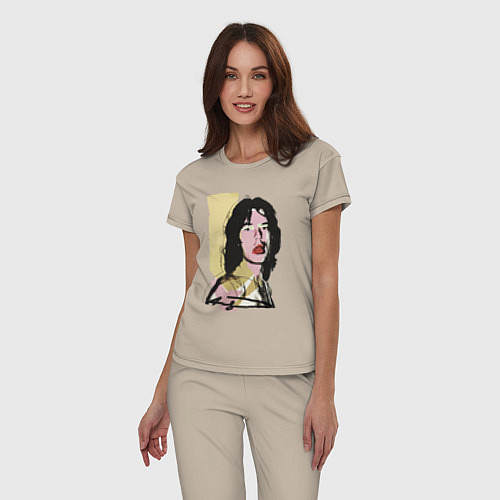 Женская пижама Andy Warhol - Mick Jagger pop art / Миндальный – фото 3