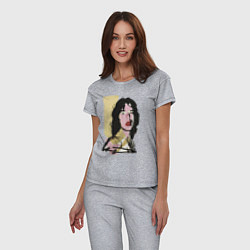 Пижама хлопковая женская Andy Warhol - Mick Jagger pop art, цвет: меланж — фото 2
