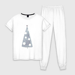 Пижама хлопковая женская Стильная елка Акварель, цвет: белый