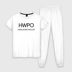 Пижама хлопковая женская Hard Work Pays Off, цвет: белый