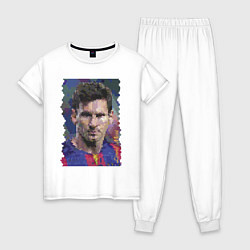 Пижама хлопковая женская Lionel Messi - striker, Barcelona, цвет: белый