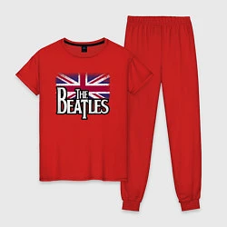 Пижама хлопковая женская The Beatles Great Britain Битлз, цвет: красный