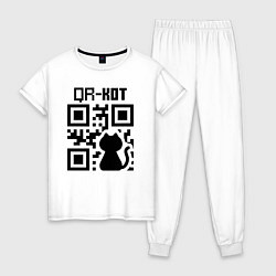 Пижама хлопковая женская QR КОТ КОТЕНОК, цвет: белый