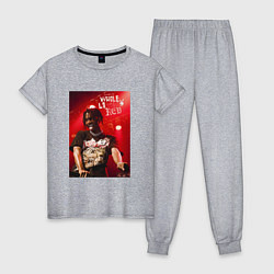 Пижама хлопковая женская PLAYBOI CARTI WLR, цвет: меланж