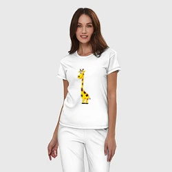Пижама хлопковая женская Веселый жирафик, цвет: белый — фото 2