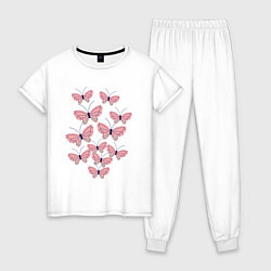 Женская пижама Пастельные бабочки в животе