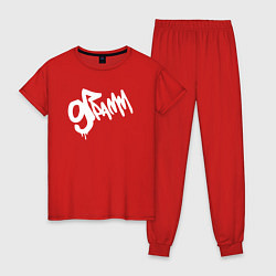 Пижама хлопковая женская 9 грамм - Logo, цвет: красный