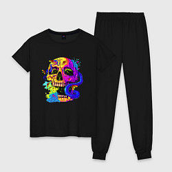 Пижама хлопковая женская Art skull!, цвет: черный
