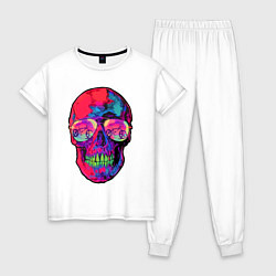 Пижама хлопковая женская Skull & bicycle, цвет: белый