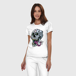 Пижама хлопковая женская Art skull 2022, цвет: белый — фото 2