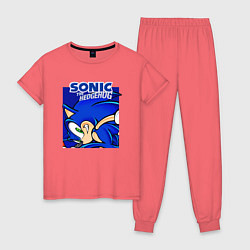 Пижама хлопковая женская Sonic Adventure Sonic, цвет: коралловый