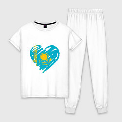Пижама хлопковая женская Kazakhstan Heart, цвет: белый