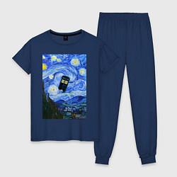 Пижама хлопковая женская Тардис в Звездной Ночи, цвет: тёмно-синий