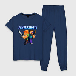 Пижама хлопковая женская Майнкрафт - супер игра!, цвет: тёмно-синий