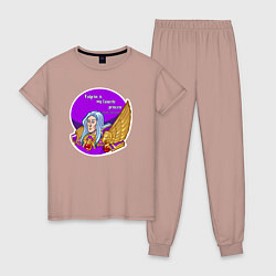 Пижама хлопковая женская А ещё я люблю фиолетовый контур, футболки, цвет: пыльно-розовый