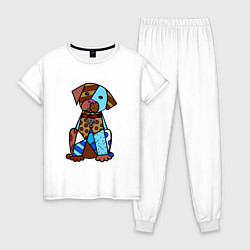 Пижама хлопковая женская Romero B Dog, цвет: белый