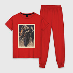 Пижама хлопковая женская Sova арт, цвет: красный