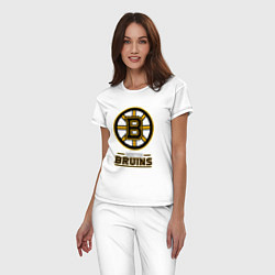 Пижама хлопковая женская Boston Bruins , Бостон Брюинз, цвет: белый — фото 2