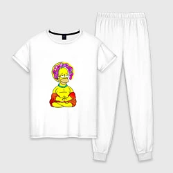 Пижама хлопковая женская Гомер - бог пончиков, цвет: белый