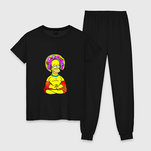 Женская пижама Гомер - бог пончиков / Черный – фото 1
