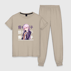 Пижама хлопковая женская Данганронпа Danganronpa, Кёко Киригири Kyouko Kiri, цвет: миндальный