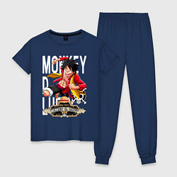 Пижама хлопковая женская One Piece Monkey Большой Куш Манки, цвет: тёмно-синий