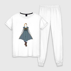 Пижама хлопковая женская Джоди Уиттакер 001 двойная, цвет: белый