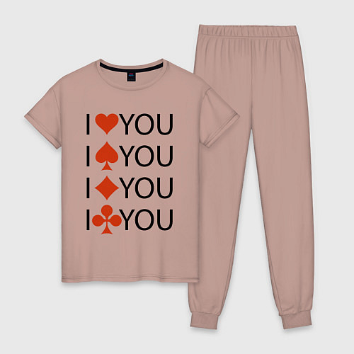 Женская пижама I love you! Сard suit! / Пыльно-розовый – фото 1