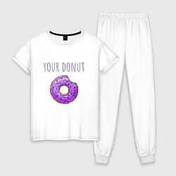 Пижама хлопковая женская Твой пончик, цвет: белый